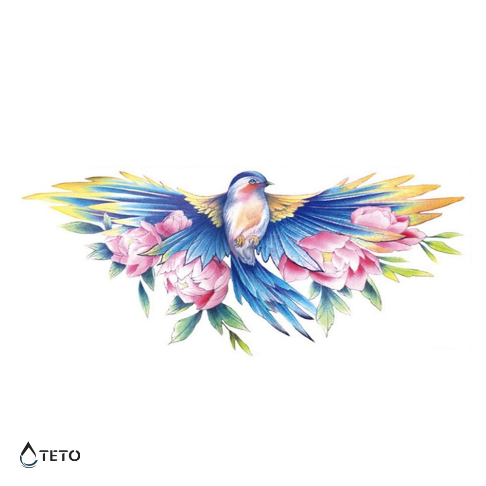 Ptica z vrtnicami - TETO Začasne Tetovaže