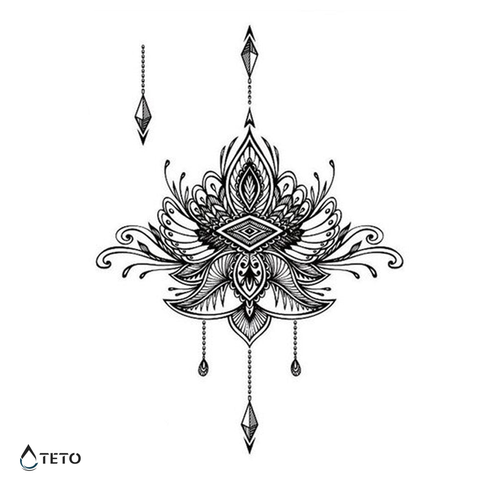 Mandala iz perja in diamanta - TETO Začasne Tetovaže