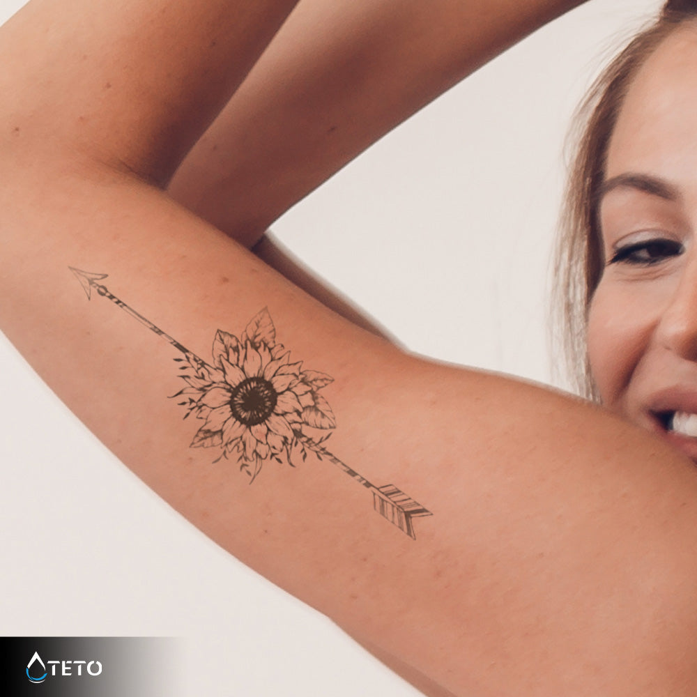 Puščice z rožo - Set – Poltrajne - TETO Začasne Tetovaže