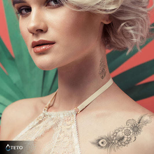 Pavje perje - Set – Poltrajne - TETO Začasne Tetovaže