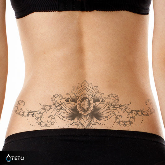 Lotosov cvet z diamantom – Poltrajne - TETO Začasne Tetovaže