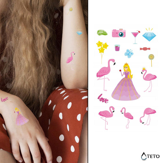 Princeska in flamingi - Set - TETO Začasne Tetovaže