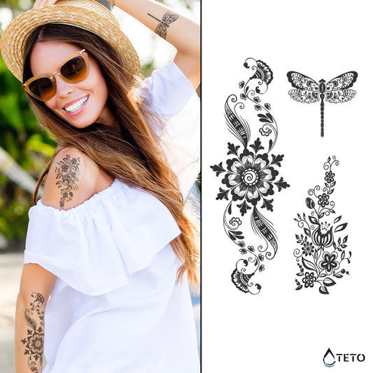 Okraski iz rožic in kačjih pastirjev – Poltrajne - TETO Začasne Tetovaže