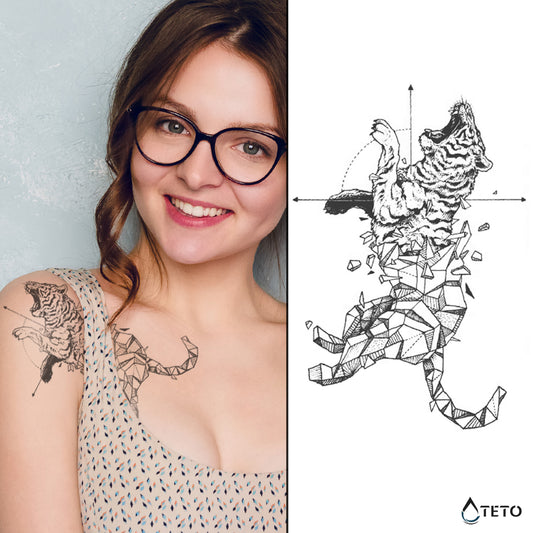 Geometrijski tiger – Poltrajne - TETO Začasne Tetovaže