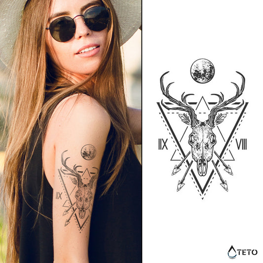 Jelenova lobanja – Poltrajne - TETO Začasne Tetovaže