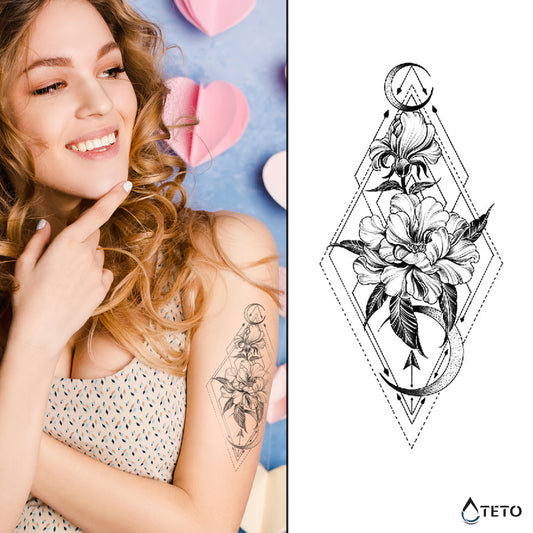 Geometrijske rože – Poltrajne - TETO Začasne Tetovaže