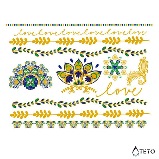 Ljubezen, listi in mandale - Set - TETO Začasne Tetovaže