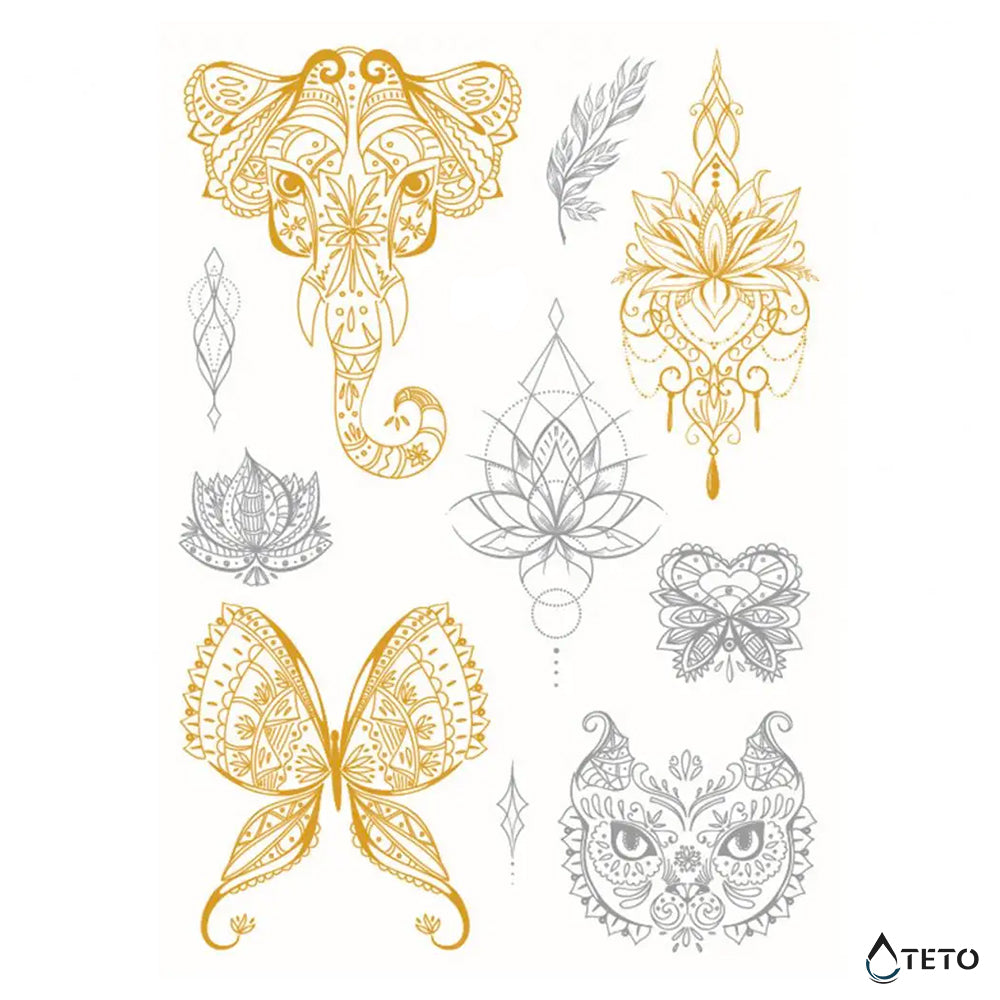 Kovinske rože - Set - TETO Začasne Tetovaže