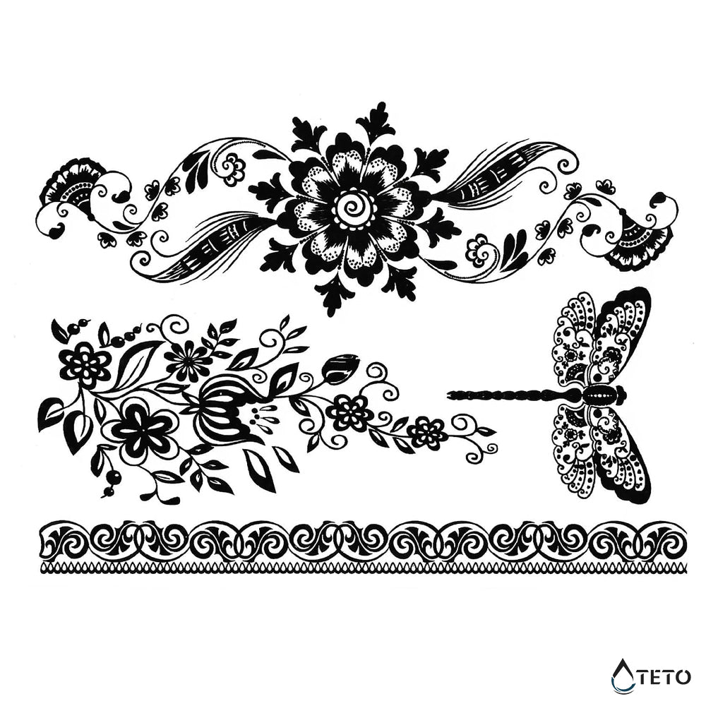 Rože in kačji pastir - Set - TETO Začasne Tetovaže